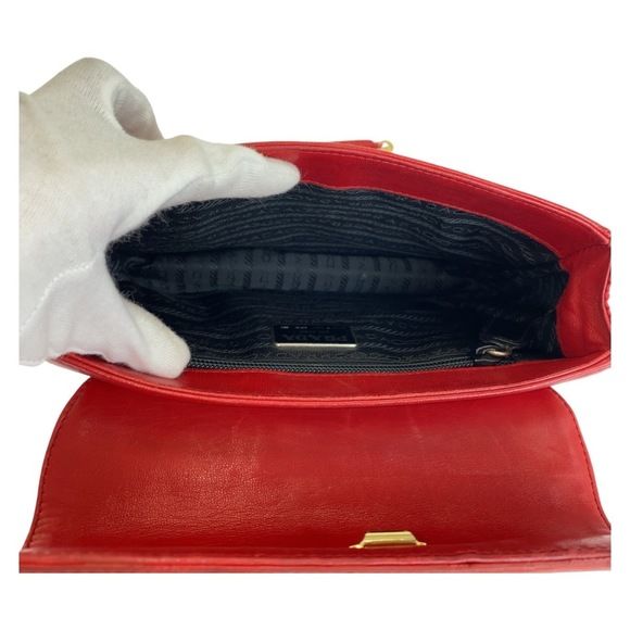Prada Prada Vintage Red Leather Chain Shoulder Bag Leather Crossbody Bag - Picture 3 of 10